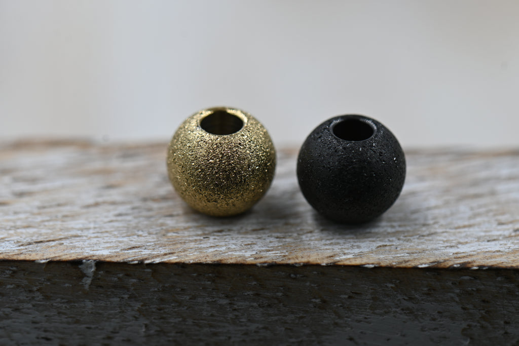 304 Stainless Steel 8mm Gold, Black, Rose Gold Textured Beads