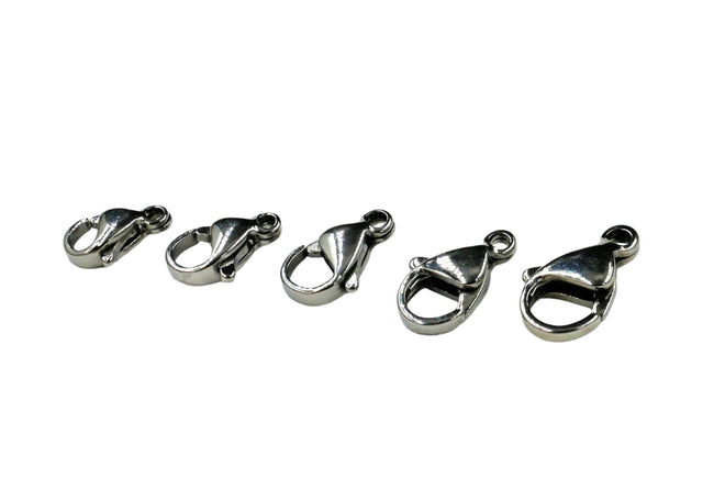 Jewelry Clasp 20pc Tarnish Resistant 304 Stainless Steel Lobster Claw Clasps, 9mm 10mm 11mm 13mm 15mm Main Image