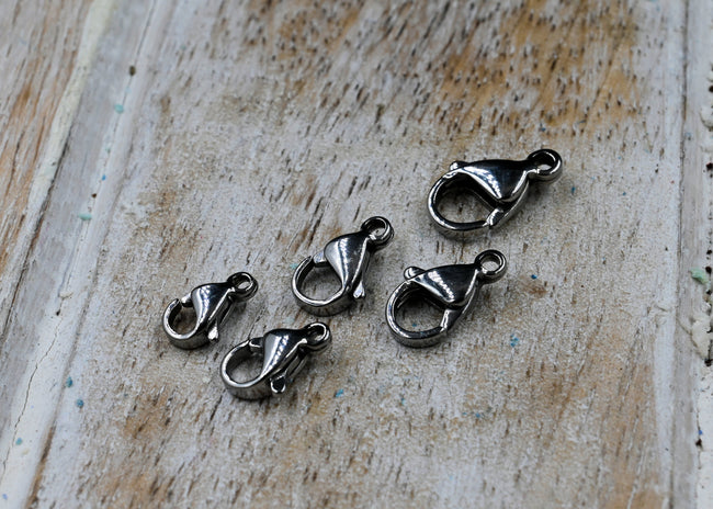 Jewelry Clasp 20pc Tarnish Resistant 304 Stainless Steel Lobster Claw Clasps, 9mm 10mm 11mm 13mm 15mm Hover Image