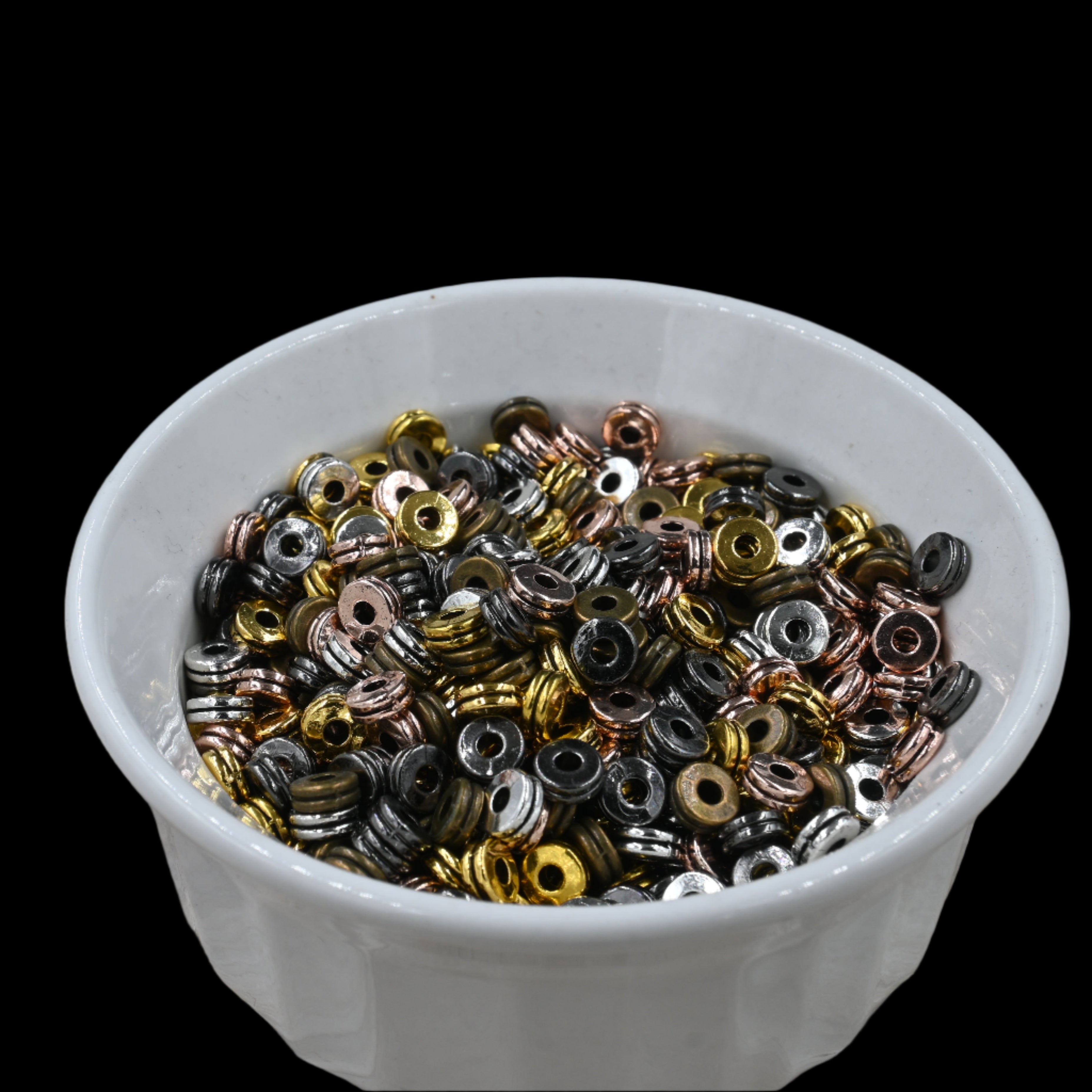 Tibetan Style Alloy Spacer Beads, 100pc Flat Round, Mixed Color, 6x2.5mm