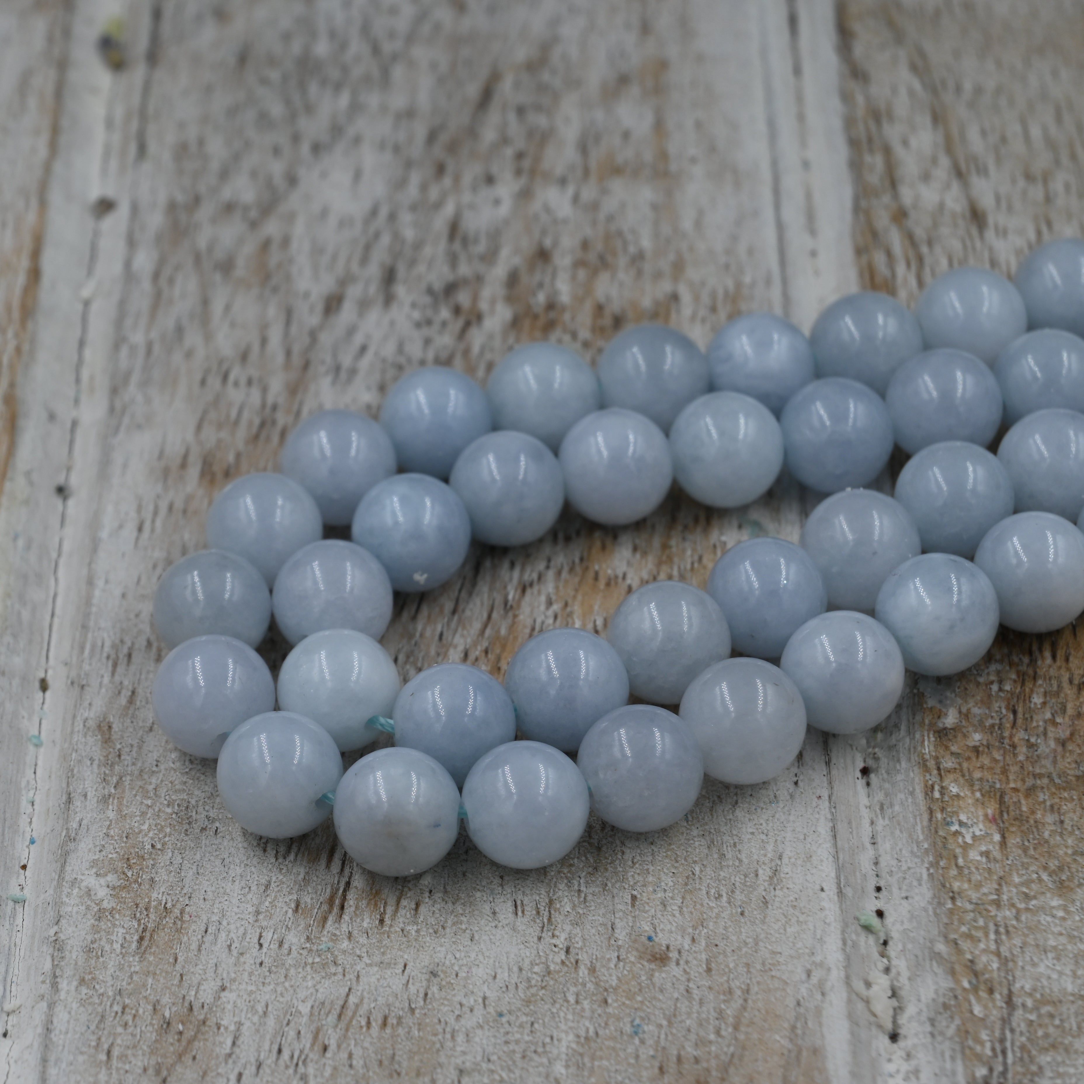 8mm Blue Quartz Beads Strands, Dyed & Heated, Imitation Aquamarine