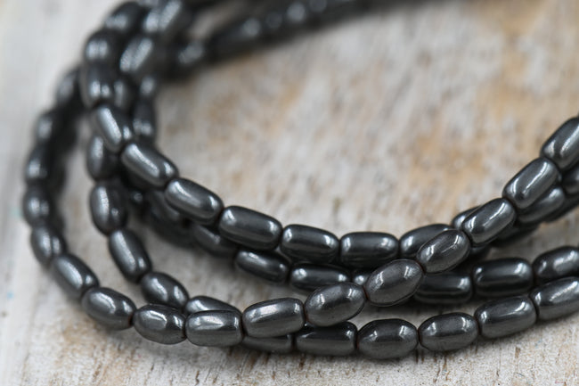 TWO STRANDS Hematite AAA, 3x5mm Rice Beads -16 inch strand Hover Image