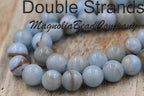TWO STRANDS Light Blue Mocha Dyed Jade 4mm 6mm 8mm 10mm