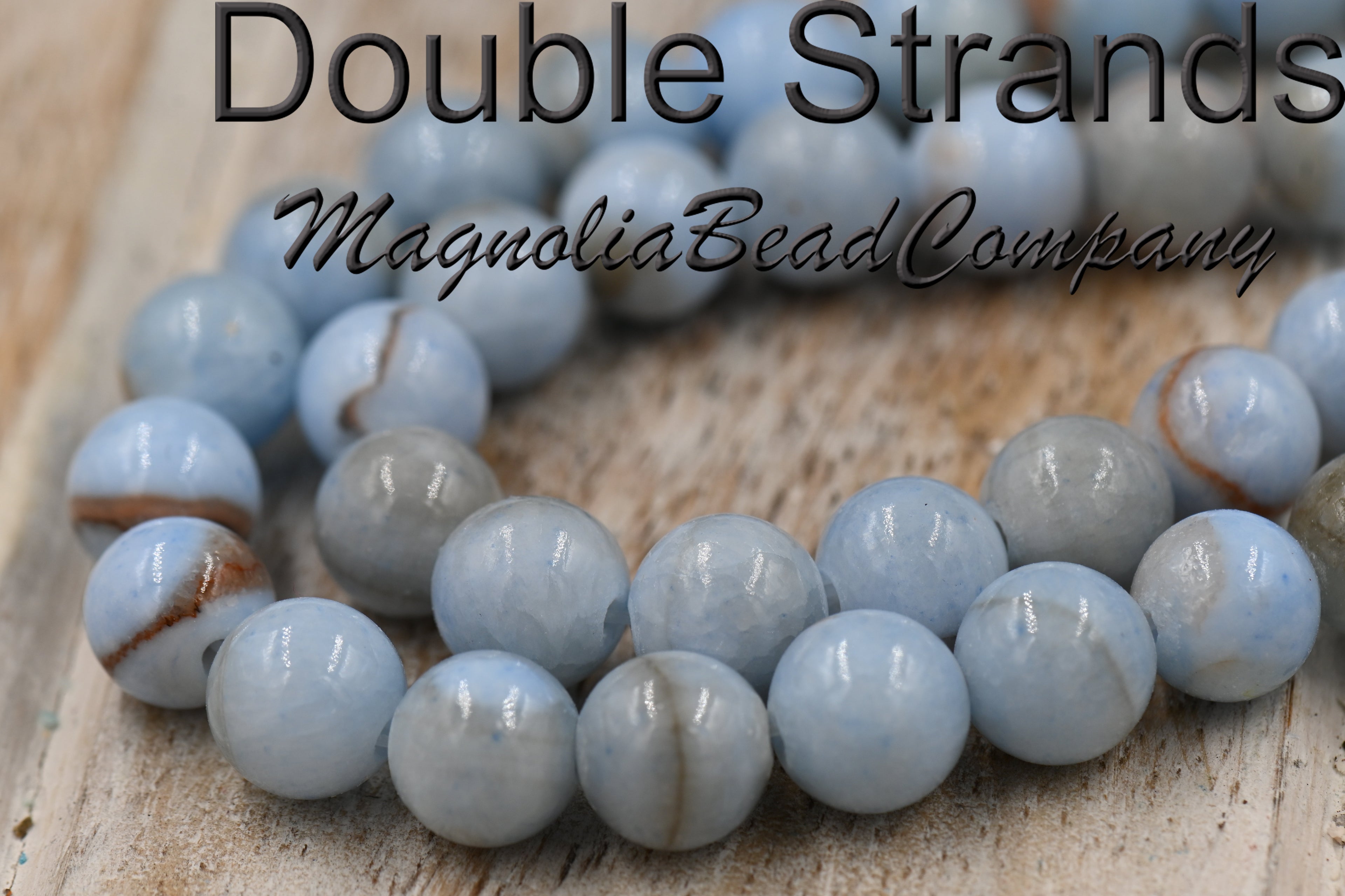 TWO STRANDS Light Blue Mocha Dyed Jade 4mm 6mm 8mm 10mm