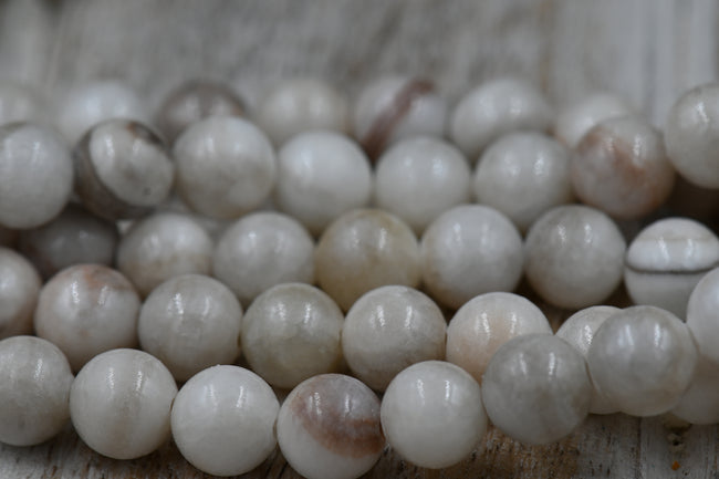 TWO STRANDS White Mocha Dyed Jade 4mm 6mm 8mm 10mm Main Image