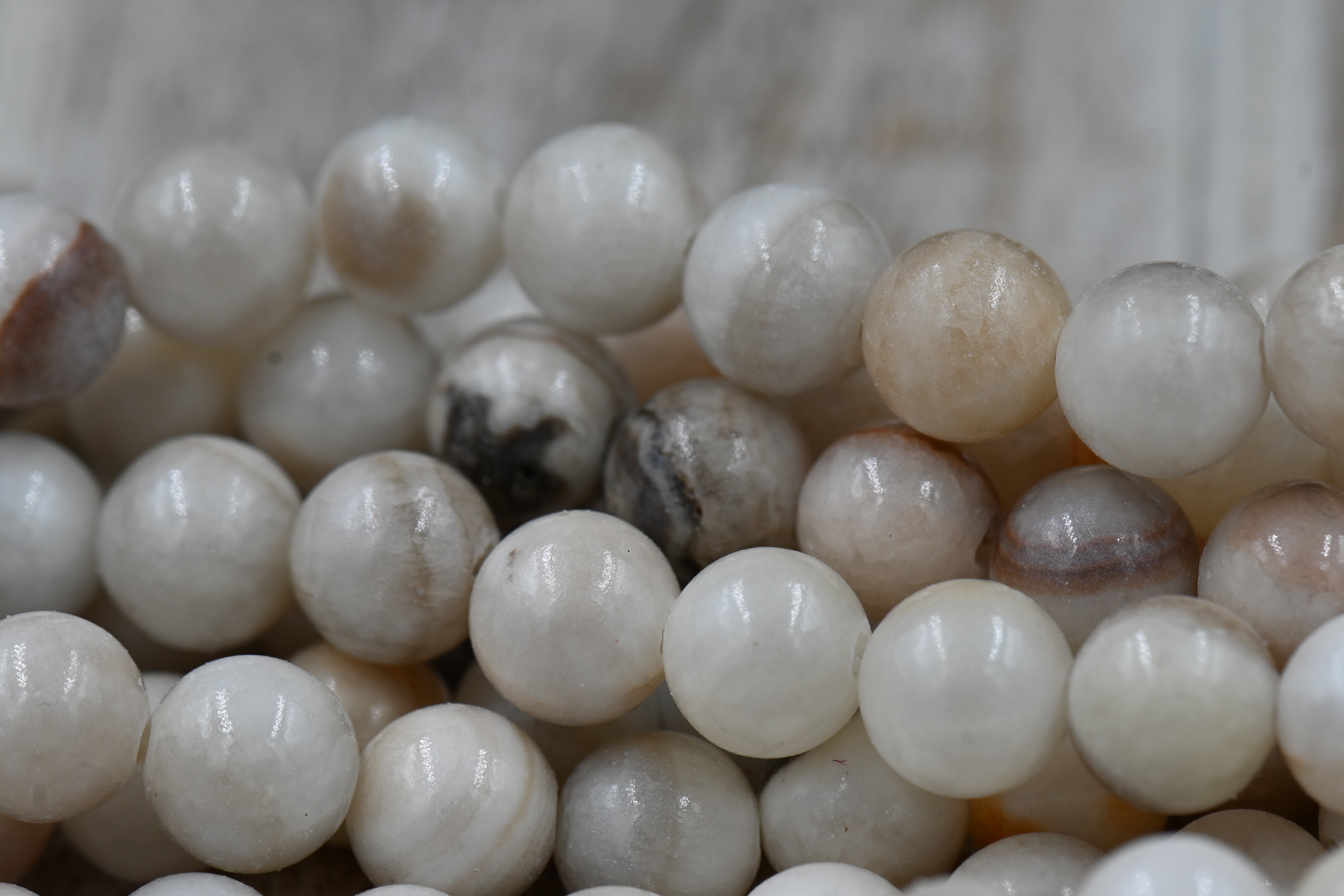 TWO STRANDS White Mocha Dyed Jade 4mm 6mm 8mm 10mm