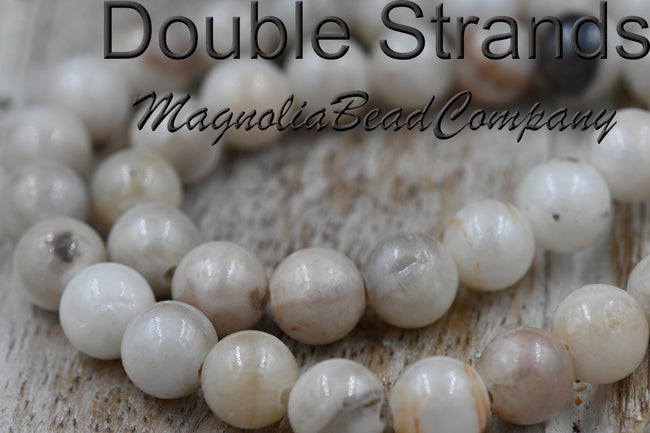 TWO STRANDS White Mocha Dyed Jade 4mm 6mm 8mm 10mm Hover Image