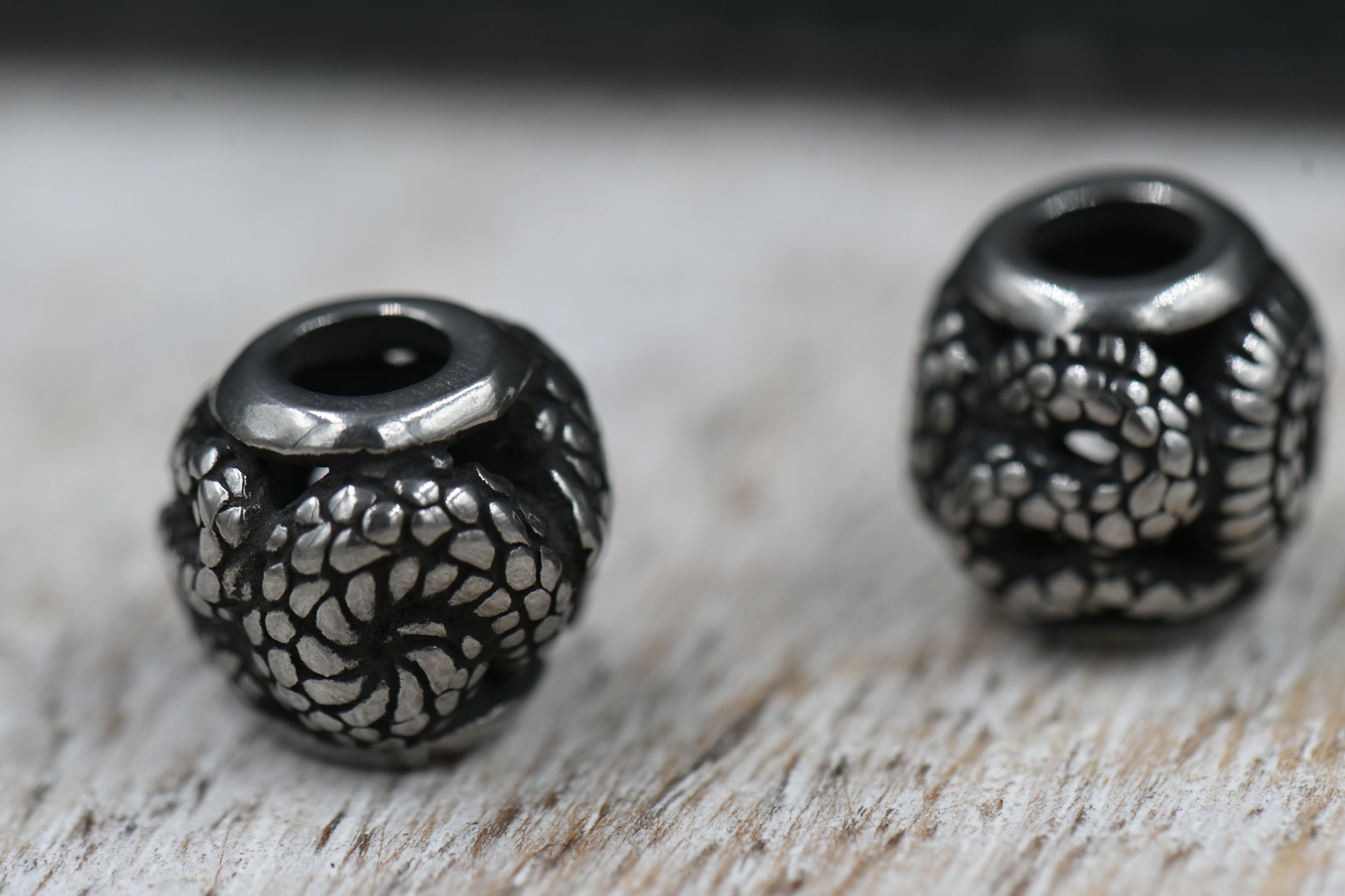 304 Stainless Steel European Beads, Large Hole Beads, Rondelle with Snake, Antique Silver, 9.5x9.5mm
