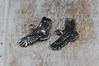 TWO Eagle Charms, 304 Stainless Steel Pendants, Antique Silver, 13x25x2mm