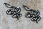 Snake Charm, 2pc 304 Stainless Steel Pendants, Antique Silver, 32x17x2mm