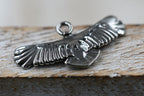 TWO Eagle Charms, 304 Stainless Steel Pendants, Antique Silver, 13x25x2mm