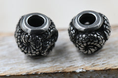 304 Stainless Steel European Beads, Large Hole Beads, Rondelle with Snake, Antique Silver, 9.5x9.5mm