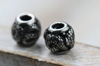 304 Stainless Steel European Beads, Large Hole Beads, Rondelle with Snake, Antique Silver, 9.5x9.5mm