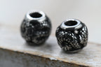 304 Stainless Steel European Beads, Large Hole Beads, Rondelle with Snake, Antique Silver, 9.5x9.5mm