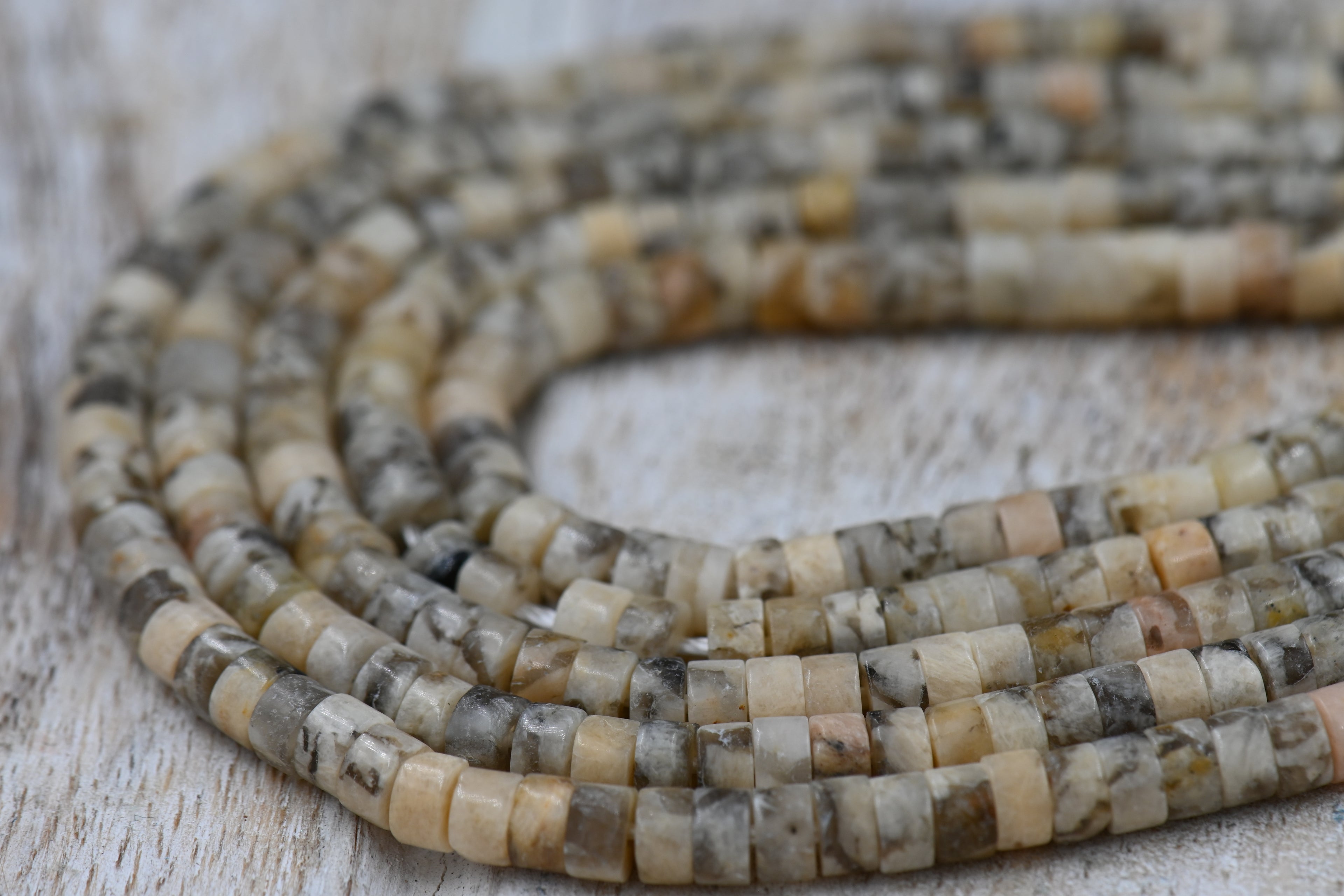 Feldspar Beads Strands, Heishi Beads, Flat Round/Disc, 4x2.5mm, 15.5"