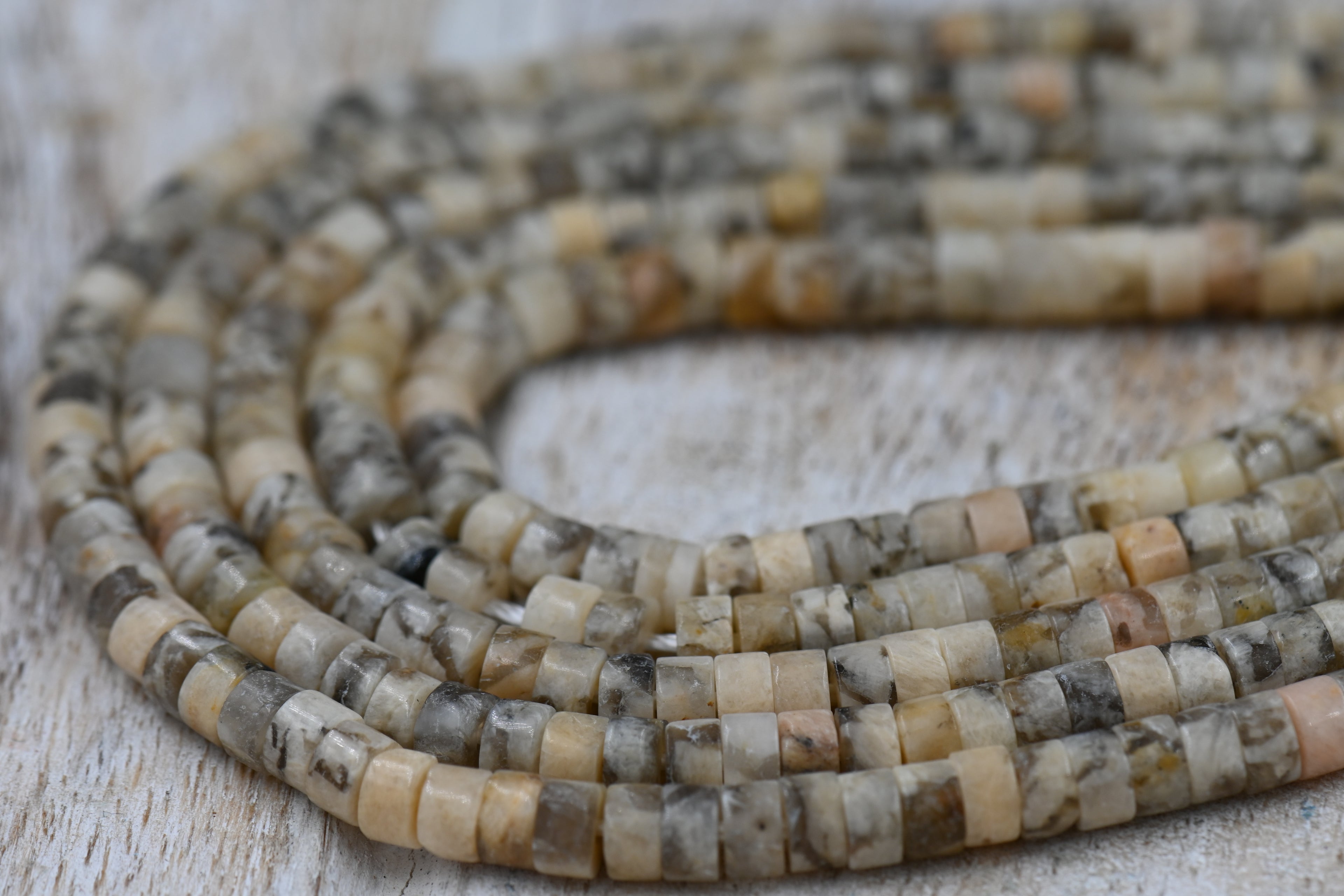 Feldspar Beads Strands, Heishi Beads, Flat Round/Disc, 4x2.5mm, 15.5"