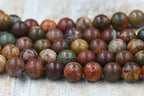 Red Creek Picasso Jasper Round Bead Strands, 8mm, 15 inch strand