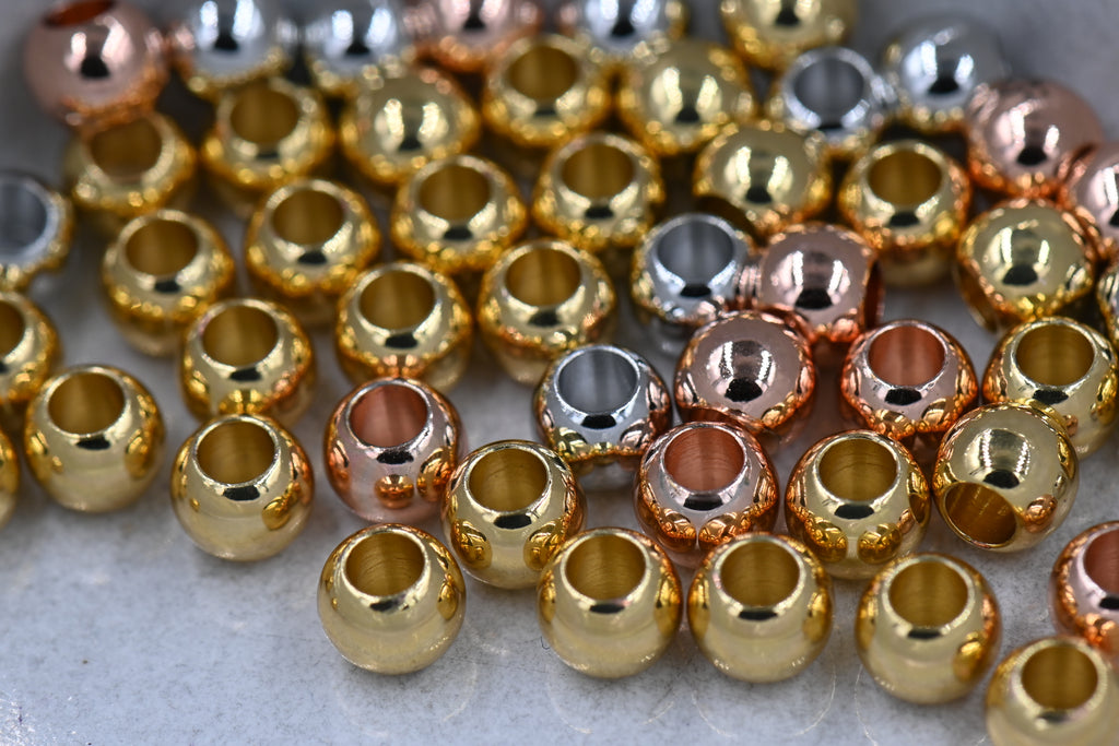 Large Hole Brass Beads Mixed Color 50pc