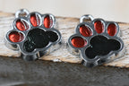 Alloy Enamel Pendants, Two Tone, Dog Paw Prints, Platinum