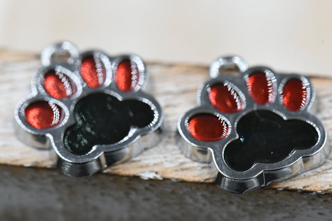 Alloy Enamel Pendants, Two Tone, Dog Paw Prints, Platinum Hover Image