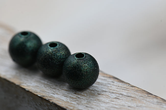 Dark Spruce Green Textured Brass 8mm Beads- 50 Main Image