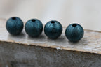 Dark Turquoise Textured Brass 8mm Beads- 50