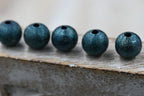 Dark Turquoise Textured Brass 8mm Beads- 50
