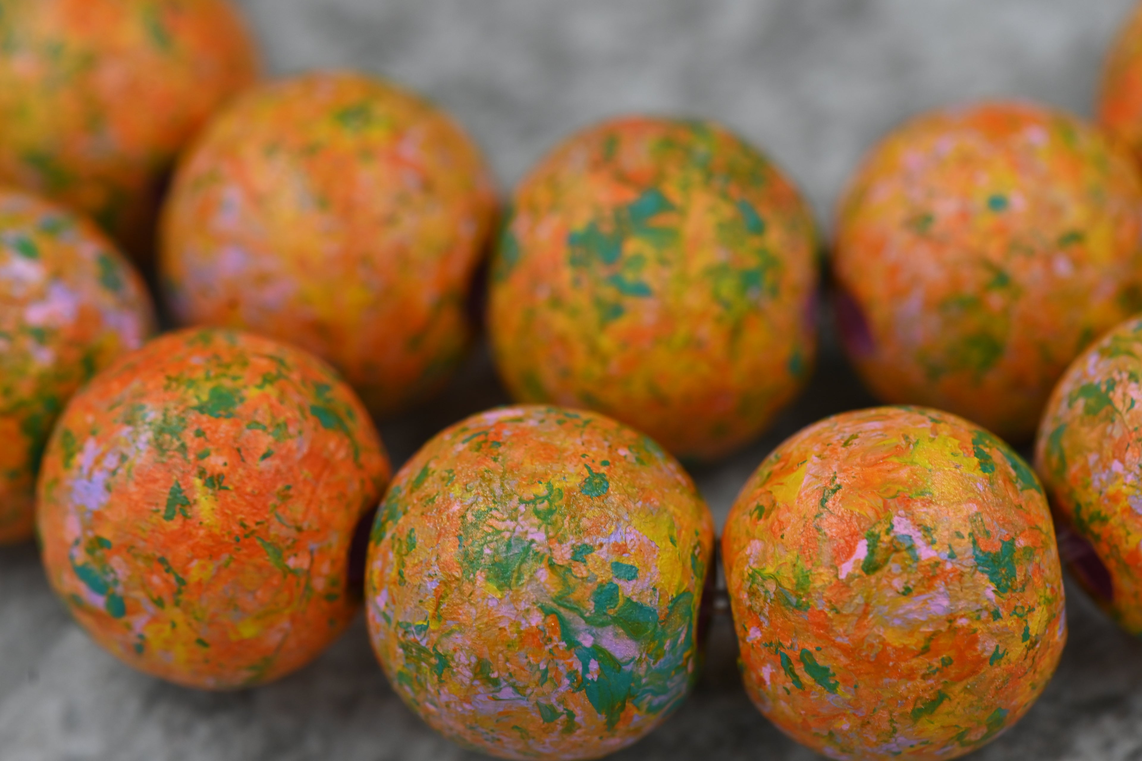 14mm Spring Yellow Wood Beads, 12-inch Strand