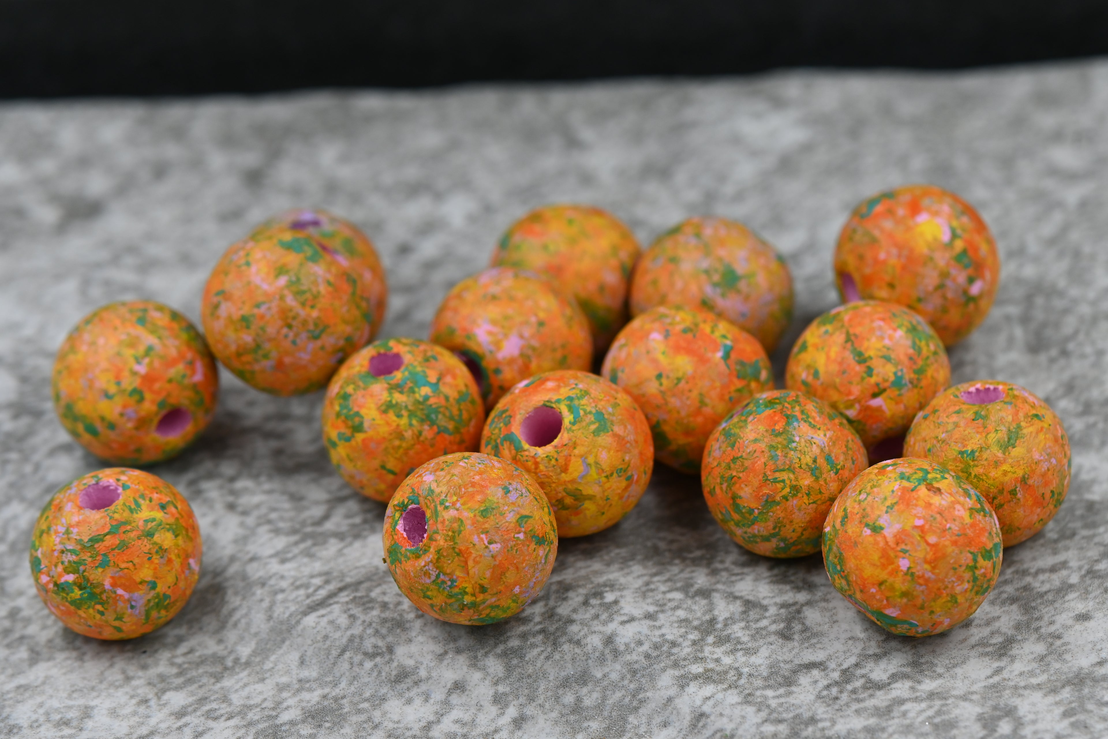 14mm Spring Yellow Wood Beads, 12-inch Strand