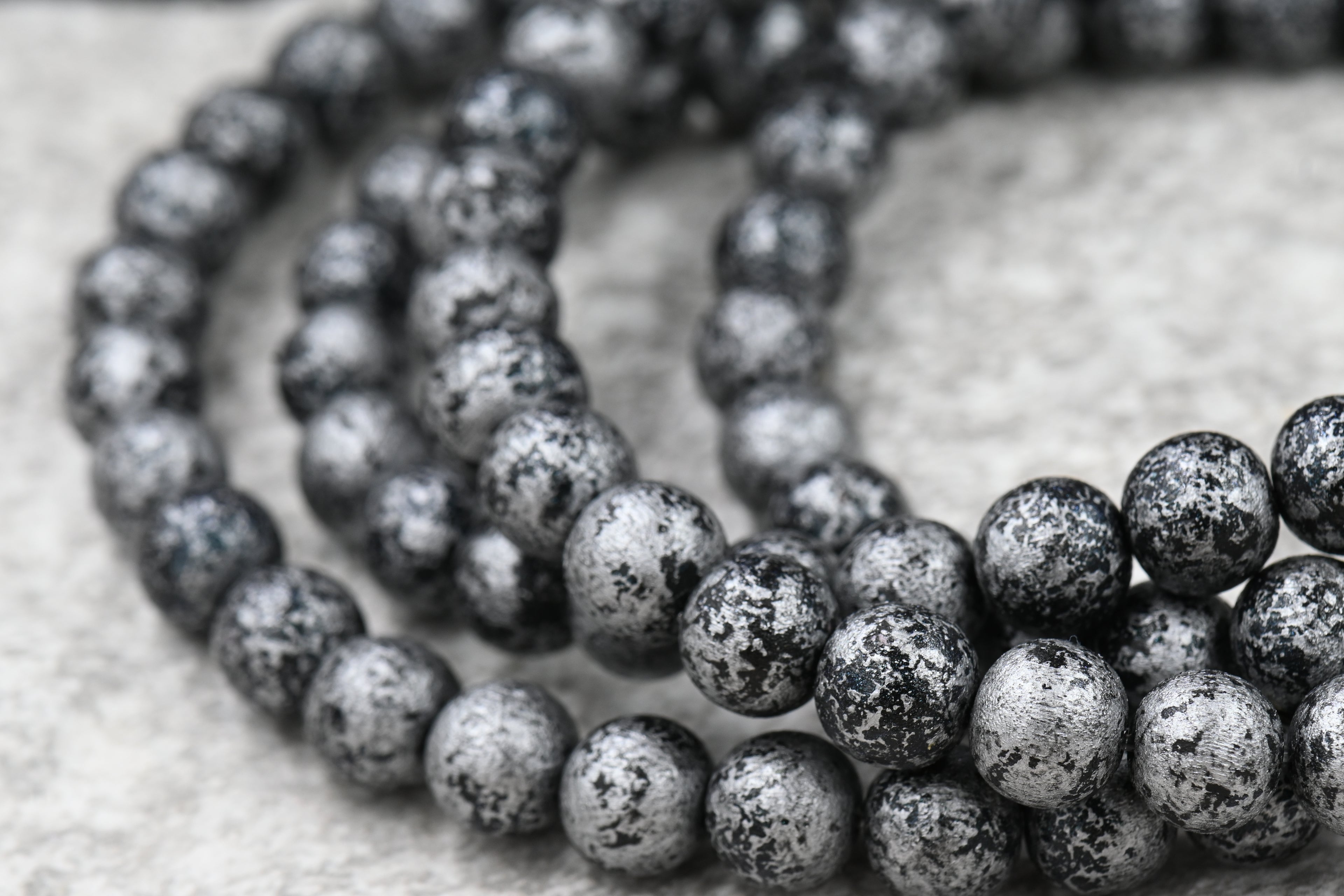 Black Silver Frosted Wood, 10mm