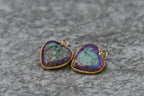 Heart Charm Impression Jasper Purple and Turquoise 15x16mm, 1pc