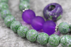 8mm Green Lavender Wood Textured Beads, 16" Strand
