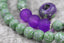 8mm Green Lavender Wood Textured Beads, 16" Strand