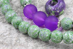8mm Green Lavender Wood Textured Beads, 16" Strand