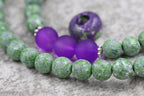8mm Green Lavender Wood Textured Beads, 16" Strand