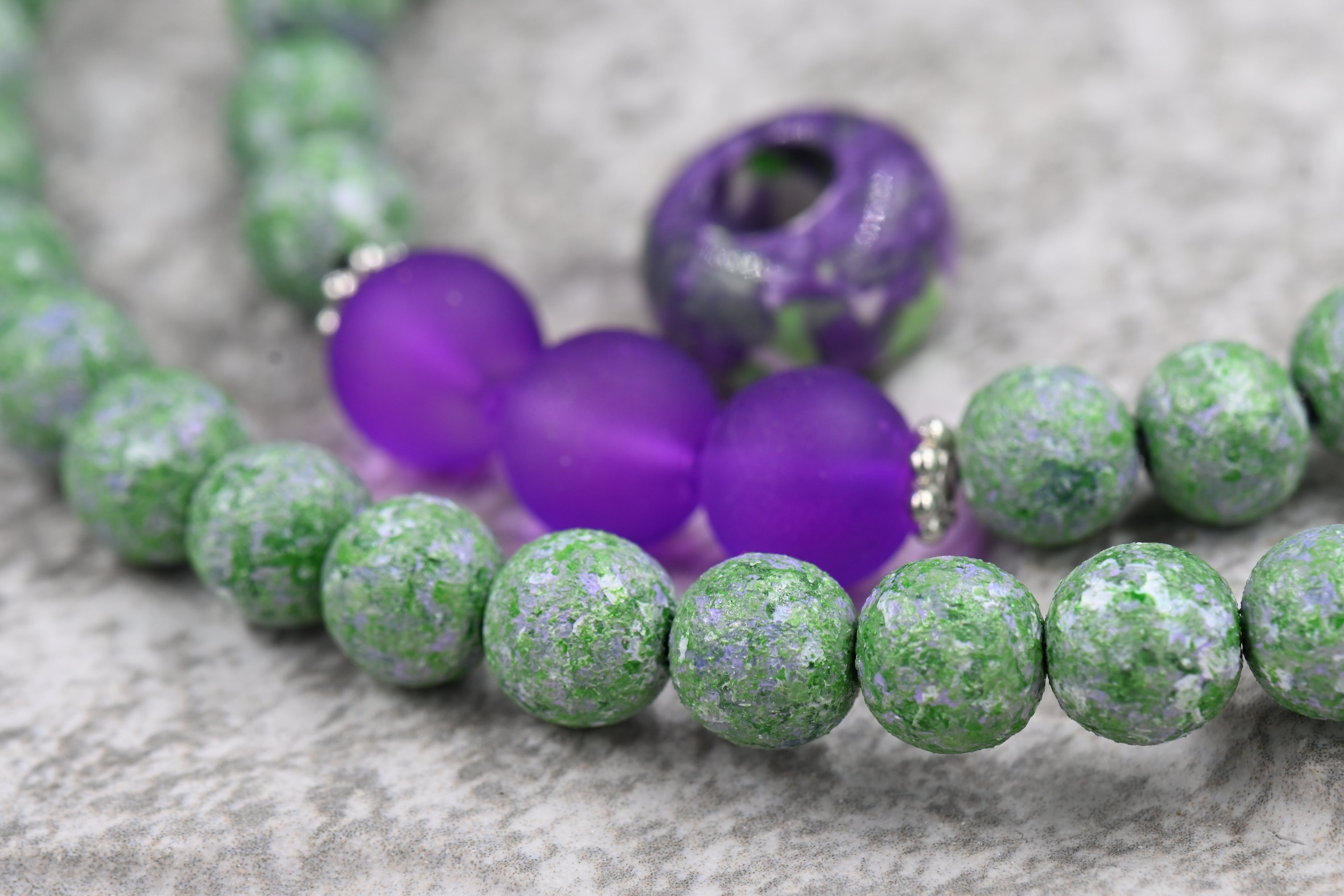 8mm Green Lavender Wood Textured Beads, 16" Strand