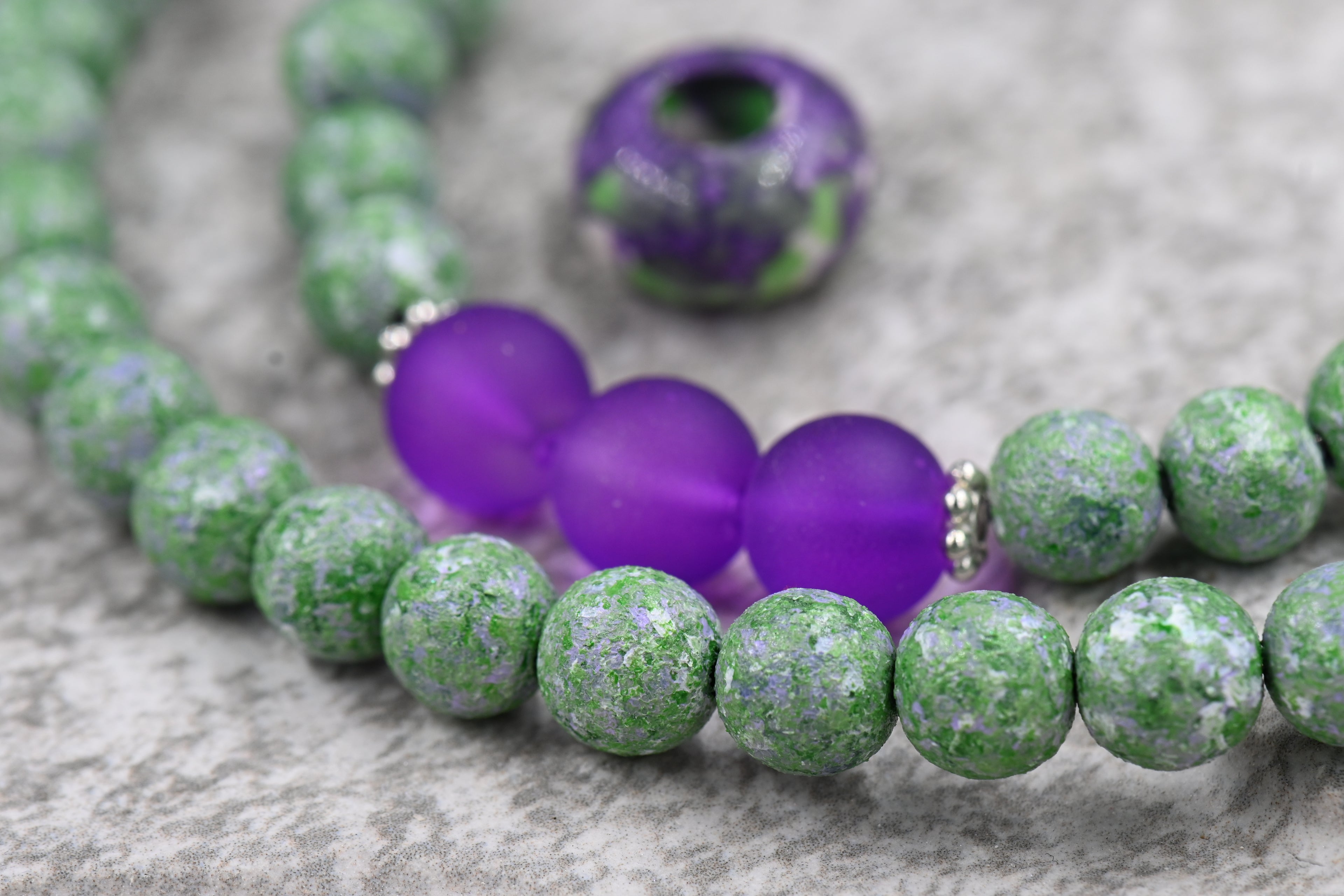 8mm Green Lavender Wood Textured Beads, 16" Strand