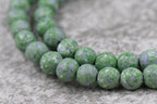8mm Green Lavender Wood Textured Beads, 16" Strand
