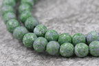 8mm Green Lavender Wood Textured Beads, 16" Strand