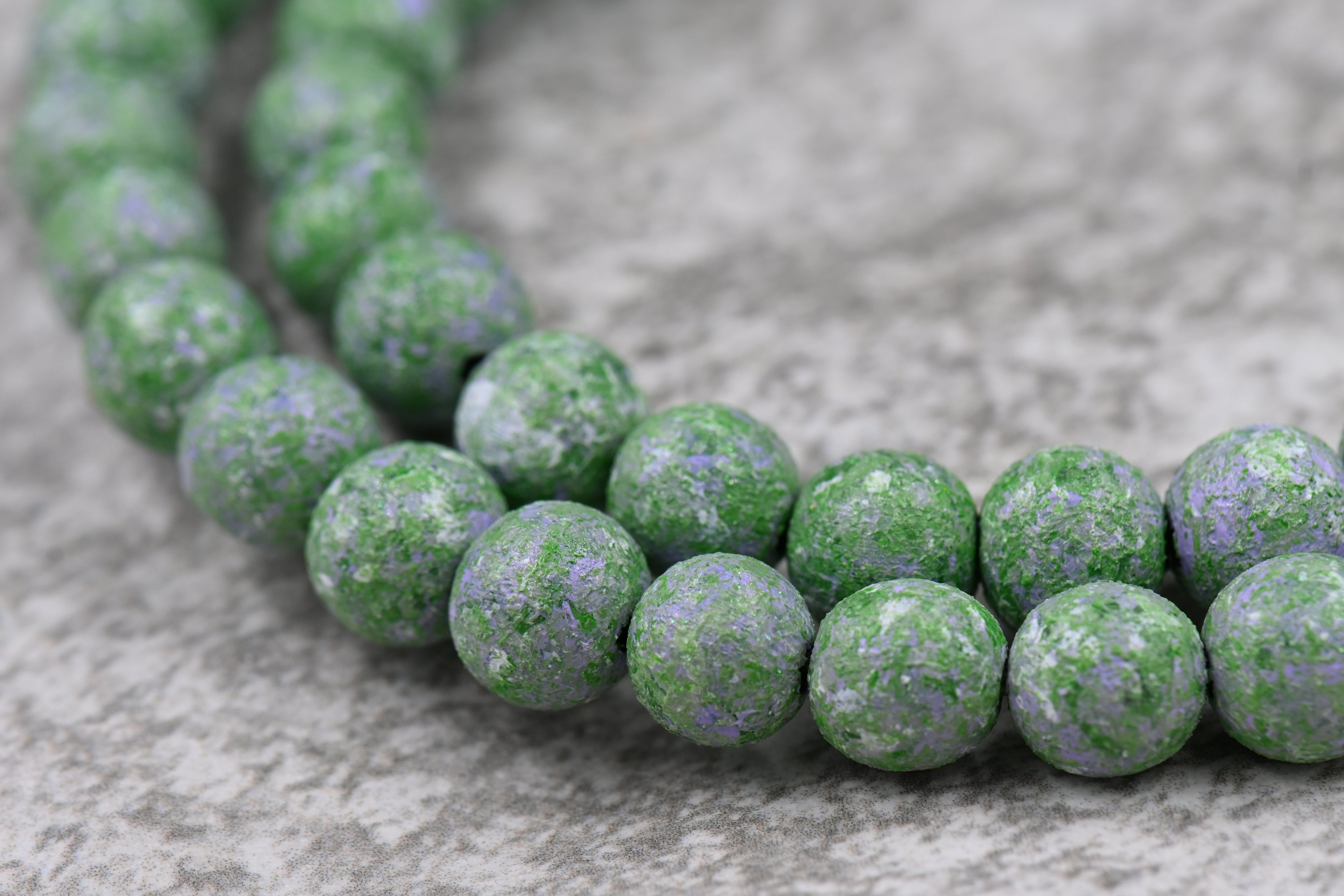 8mm Green Lavender Wood Textured Beads, 16" Strand