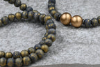 Gray Wood Gold Frosted Beads, 50pc Strand