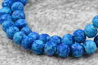 8mm Sky and Ocean Blue Wood Beads, 50pc Strand