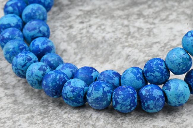 8mm Sky and Ocean Blue Wood Beads, 50pc Strand Main Image