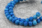 8mm Sky and Ocean Blue Wood Beads, 50pc Strand