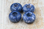 Large Hole Jade, Blue European Beads, Round 15mm, 10pc