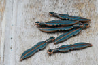 Feather Charm Antique Copper Patina Feather Pendant Tiny Feather Charm