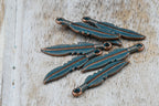 Feather Charm Antique Copper Patina Feather Pendant Tiny Feather Charm