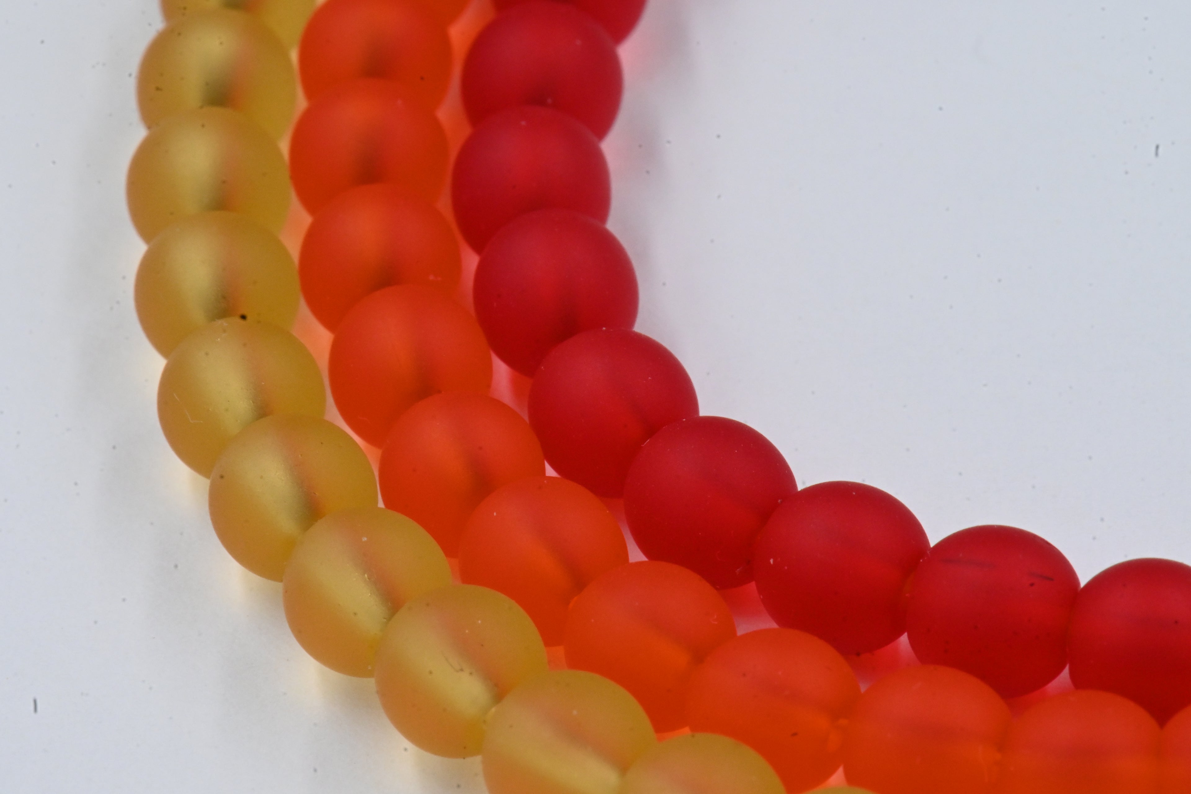 Two Strands Seaglass 6mm Red Tangerine Yellow Beach Glass Beads