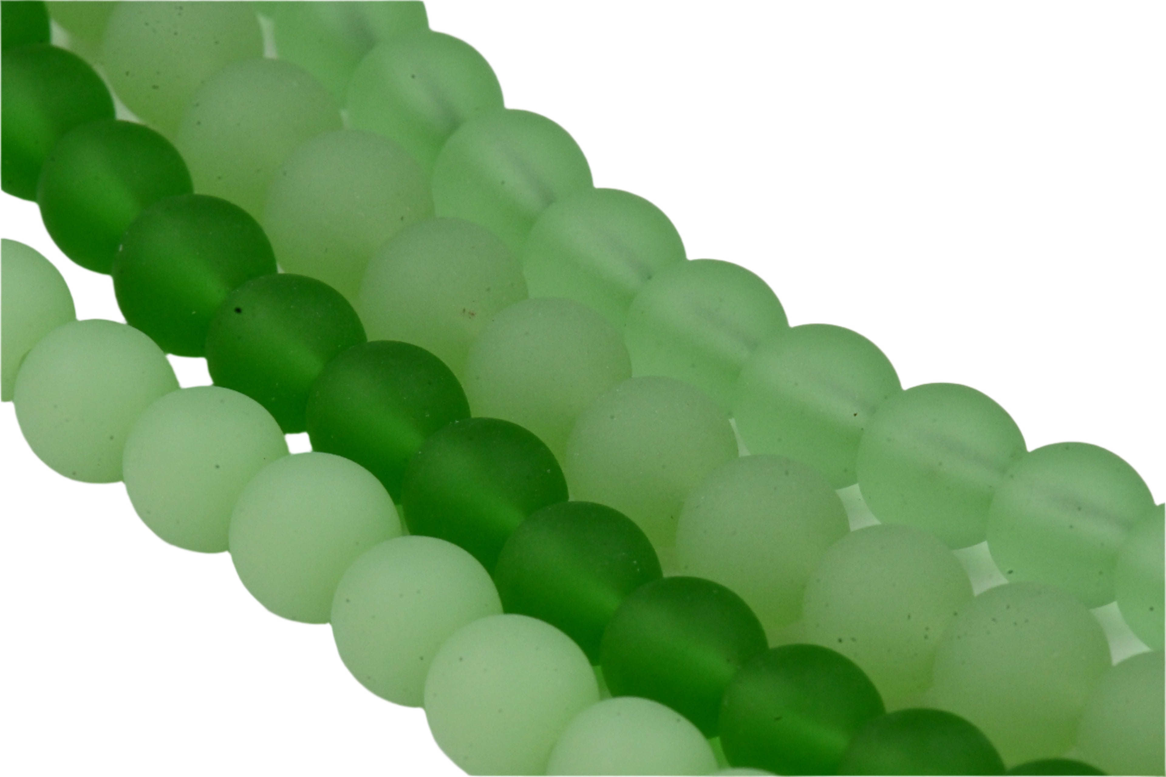 Two Strands Seaglass 6mm Green Beach Glass Beads