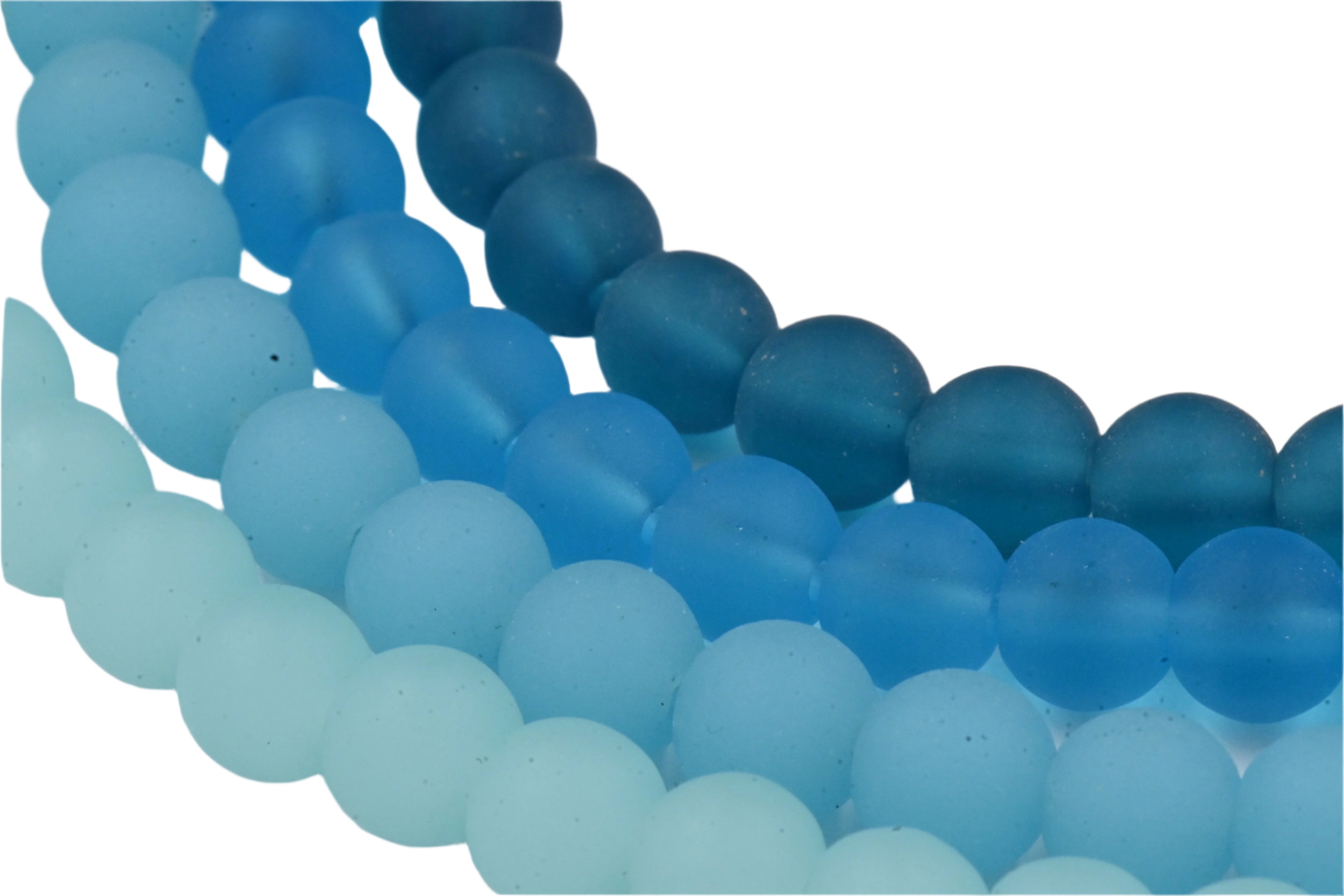 Two Strands Blue Seaglass 6mm Beach Glass Beads
